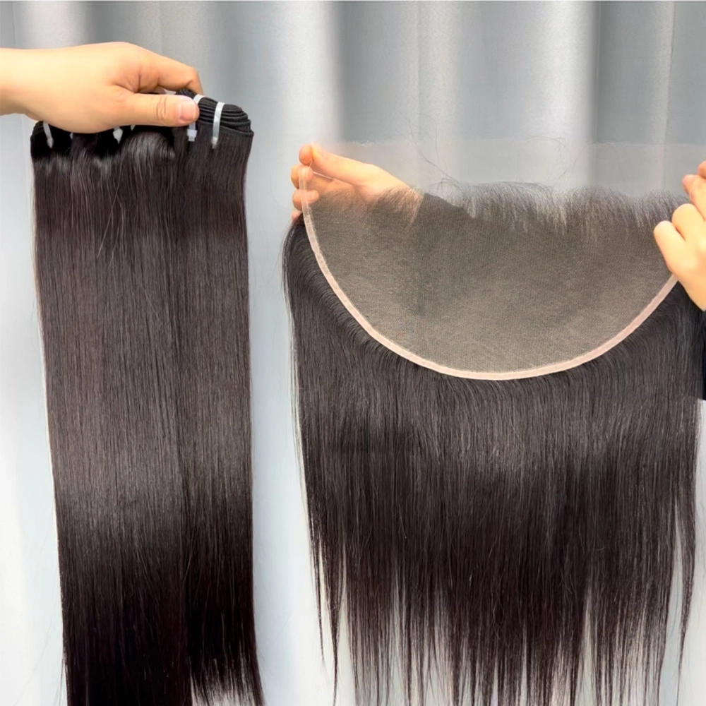 3 Pieces Raw Hair Bundles With 13x6 Lace Frontal Straight