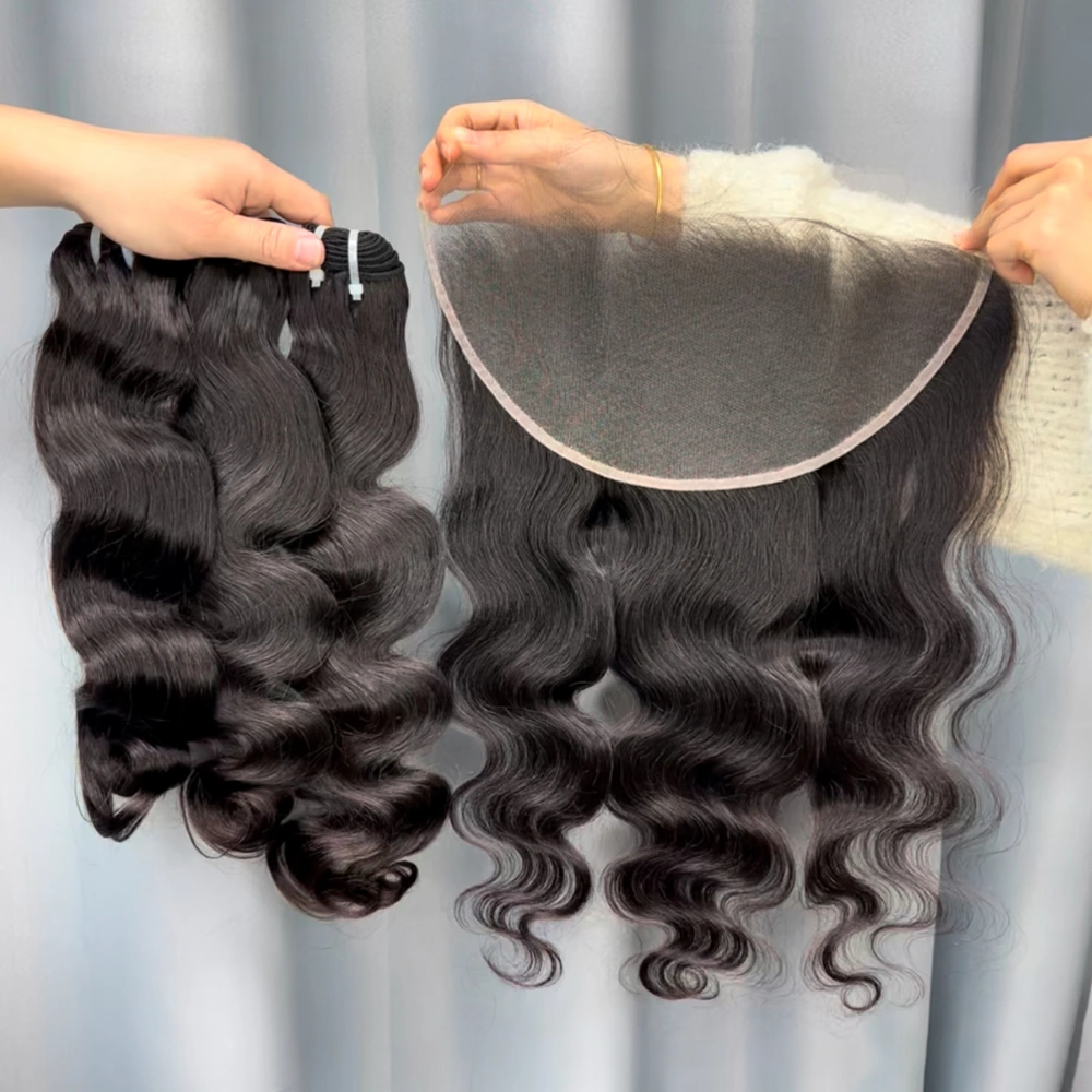 3 Pieces Raw Hair Bundles With 13x6 Lace Frontal Body Wave