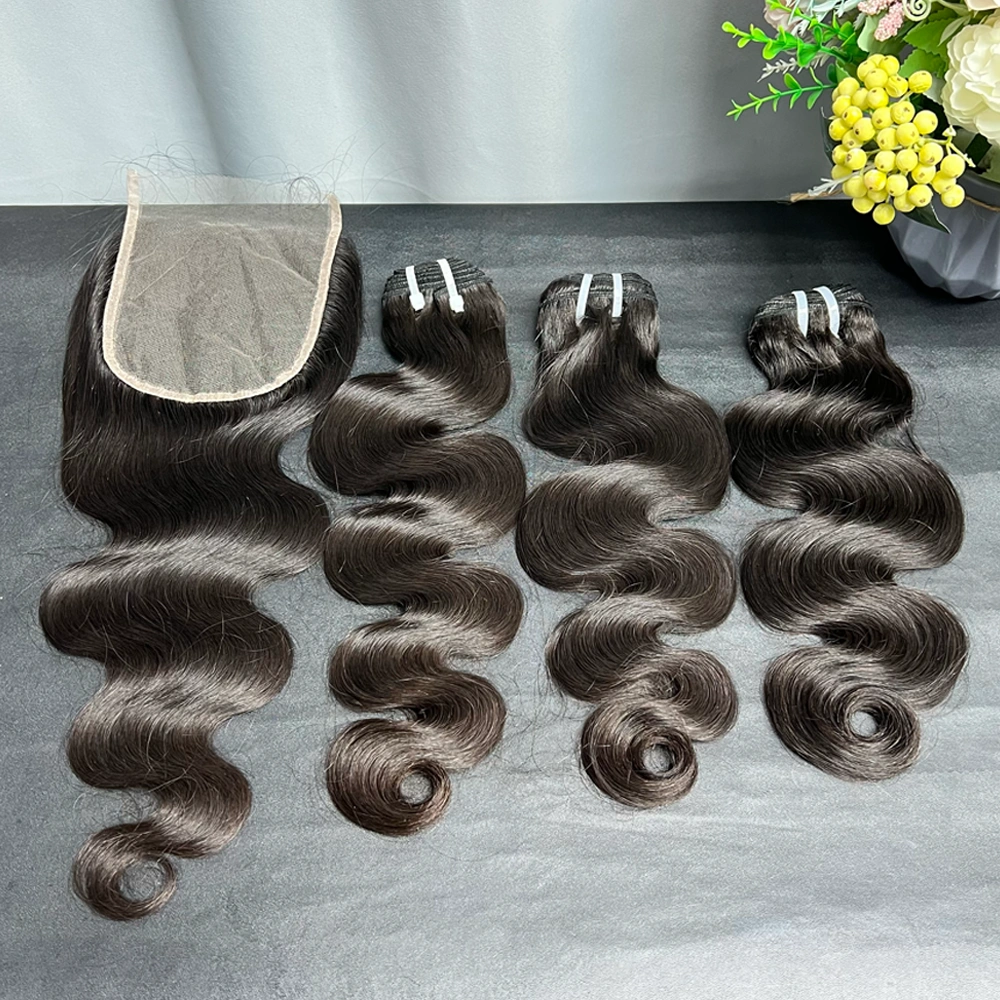 3 Pieces Raw Hair Bundles With 5x5 Lace Closure Body Wave
