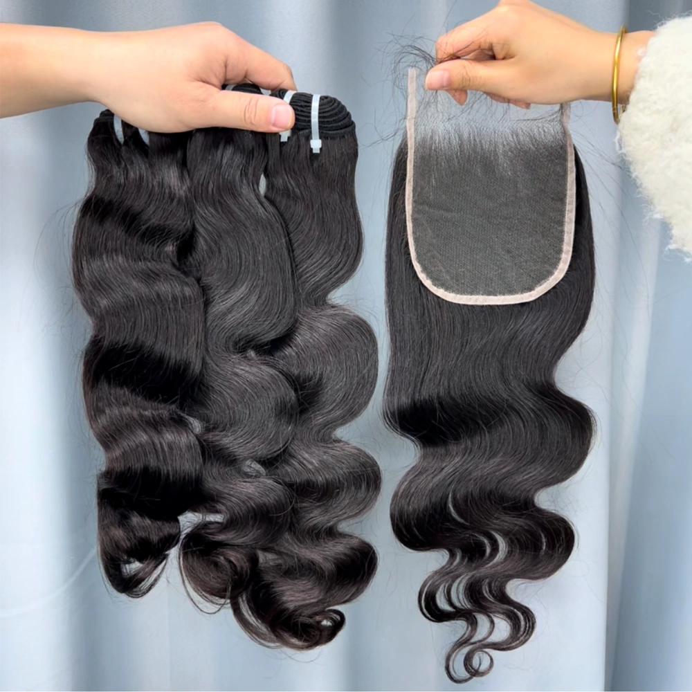 3 Pieces Raw Hair Bundles With 5x5 Lace Closure Body Wave