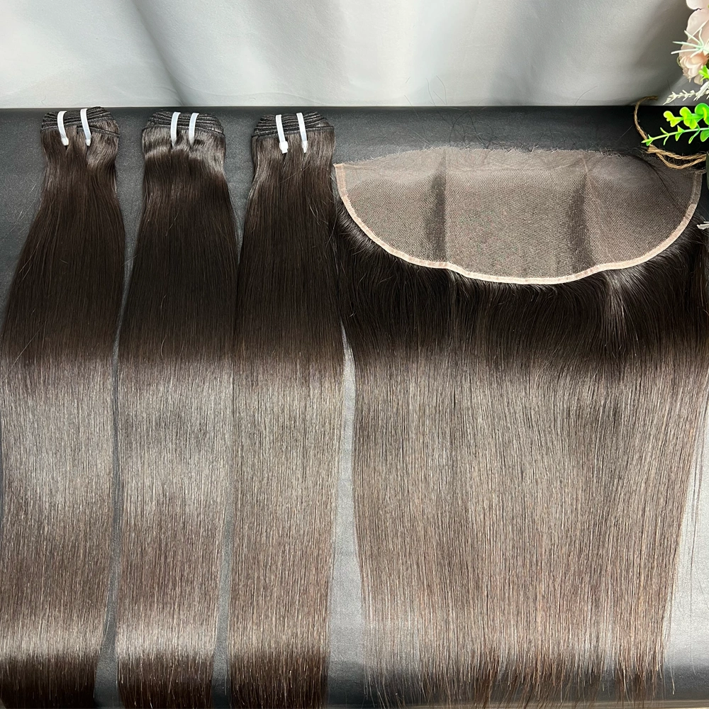 3 Pieces Raw Hair Bundles With 13x4 Lace Frontal Straight
