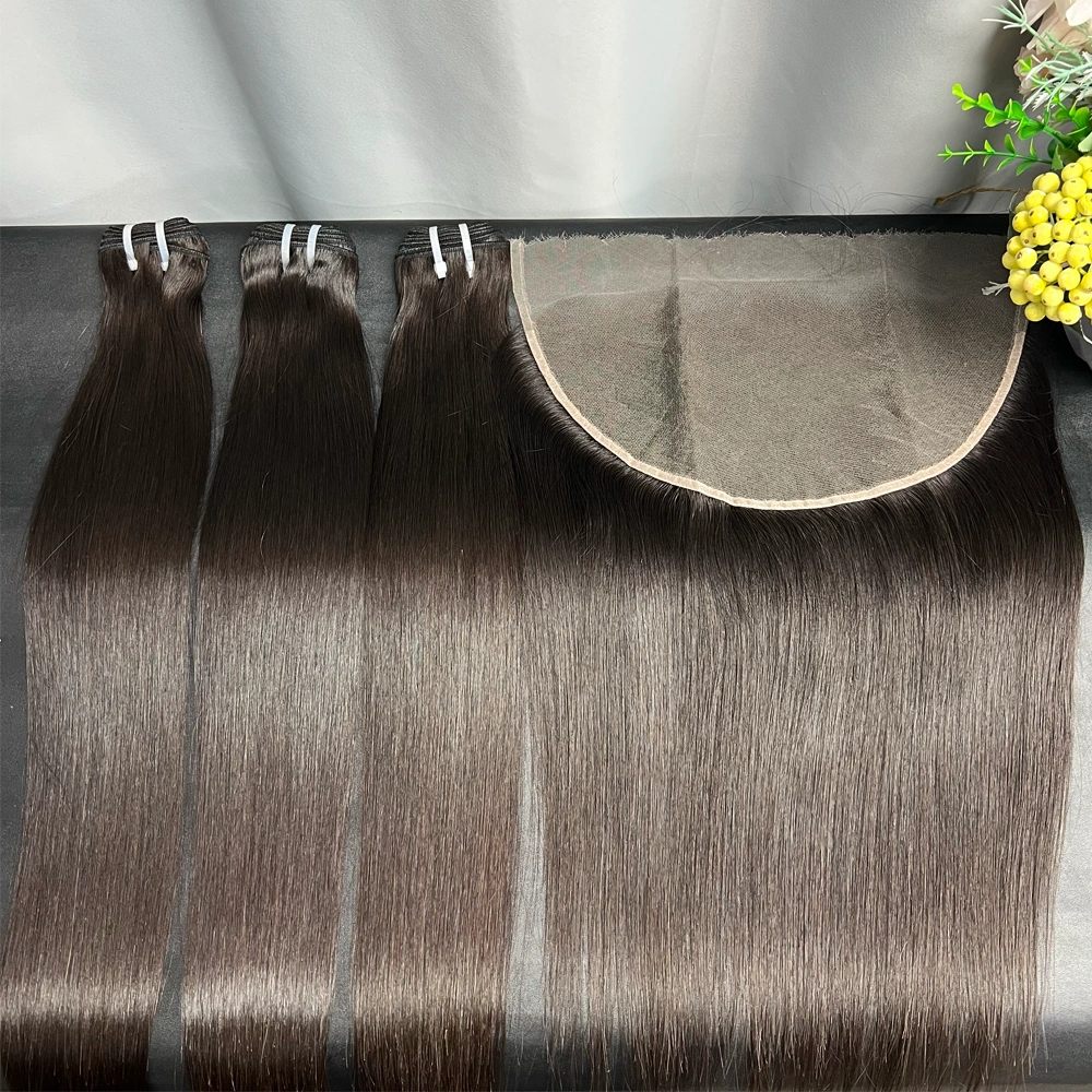 3 Pieces Raw Hair Bundles With 13x6 Lace Frontal Straight