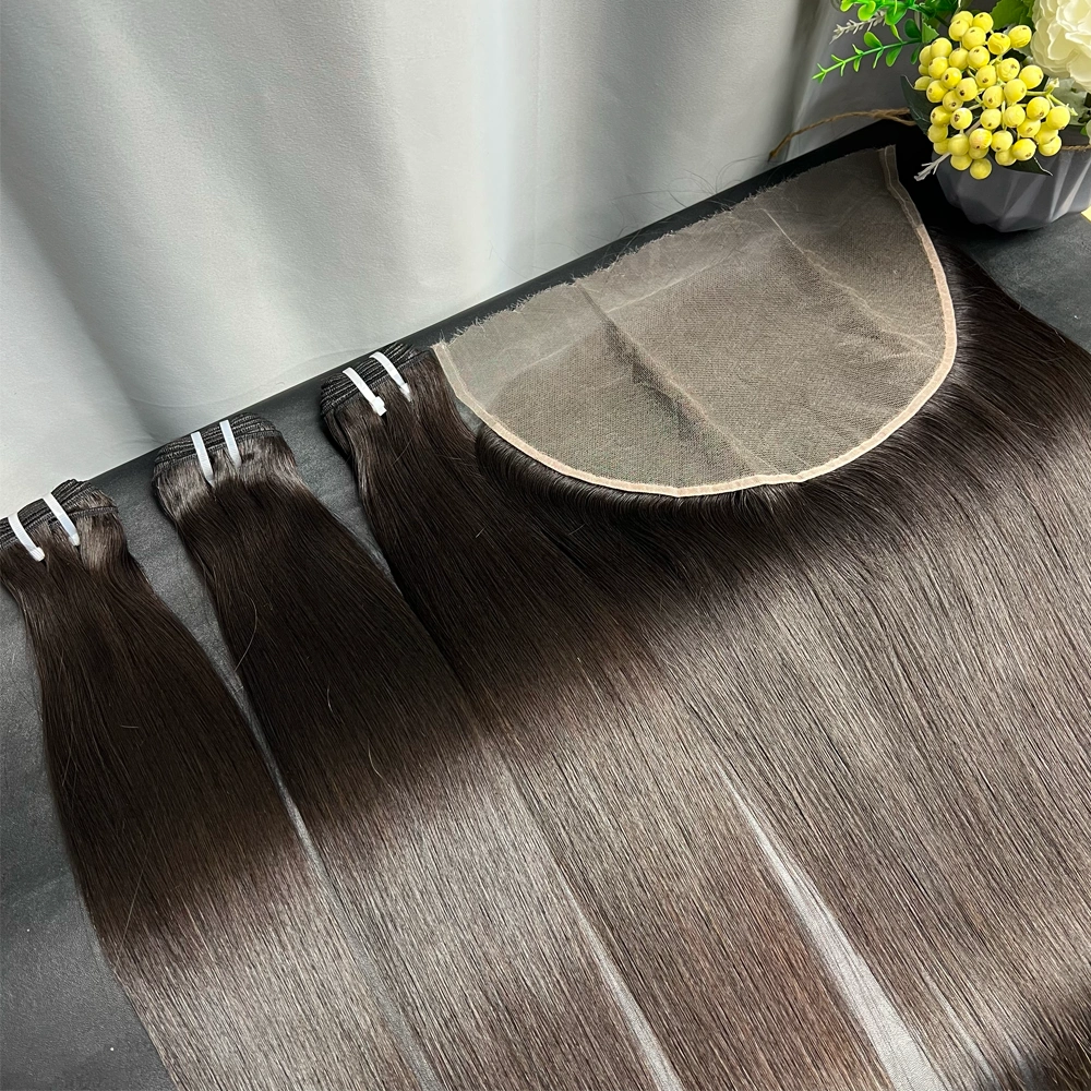 3 Pieces Raw Hair Bundles With 13x6 Lace Frontal Straight