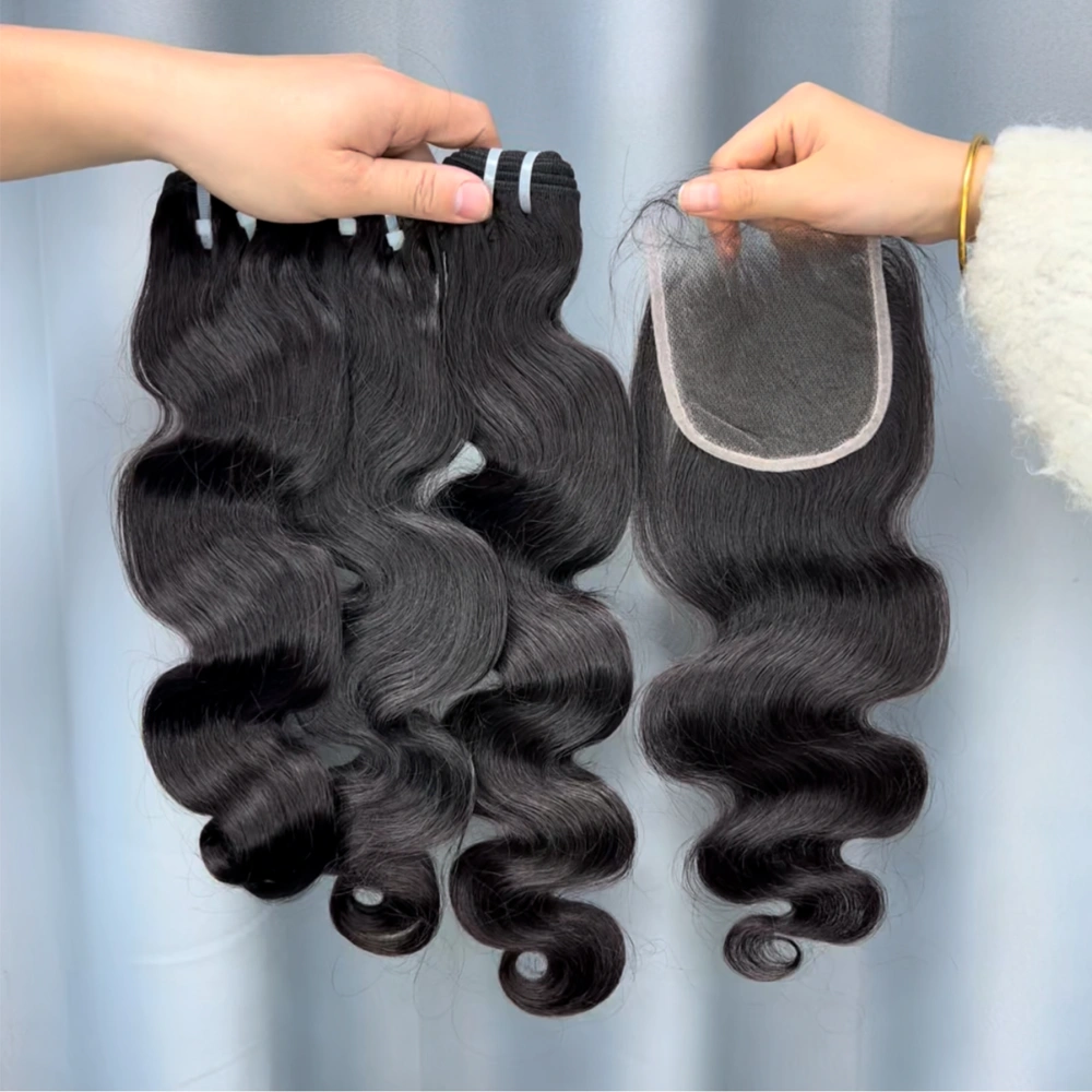 3 Pieces Raw Hair Bundles With 4x4 Lace Closure Body Wave