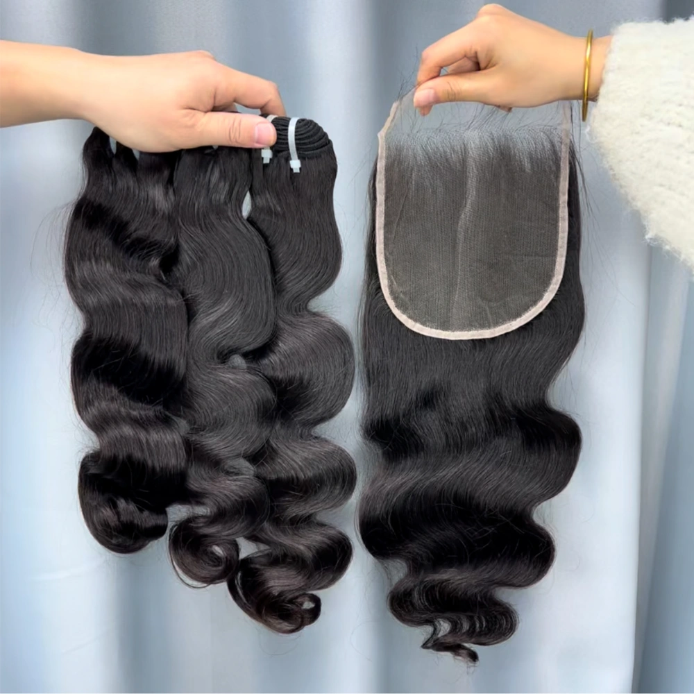 3 Pieces Raw Hair Bundles With 6x6 Lace Closure Body Wave