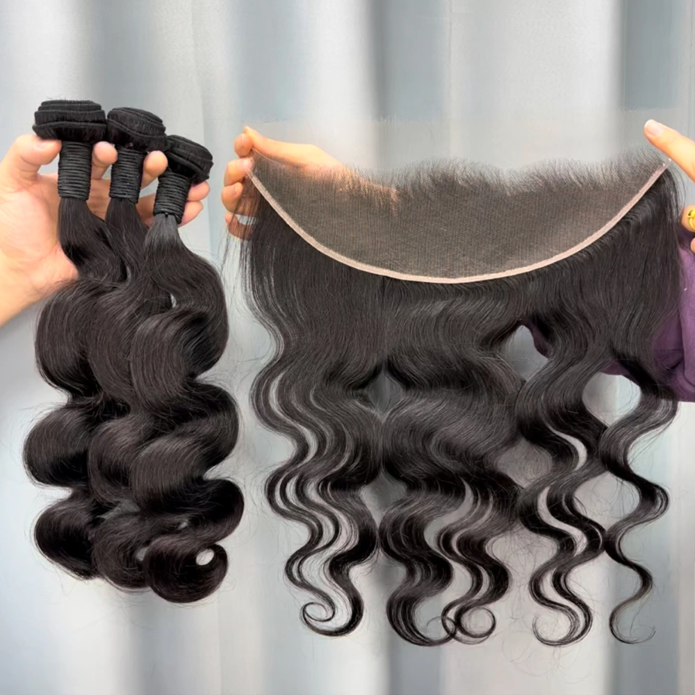 3 Pieces Virgin Hair Bundles With 13x4 Lace Frontal Body Wave