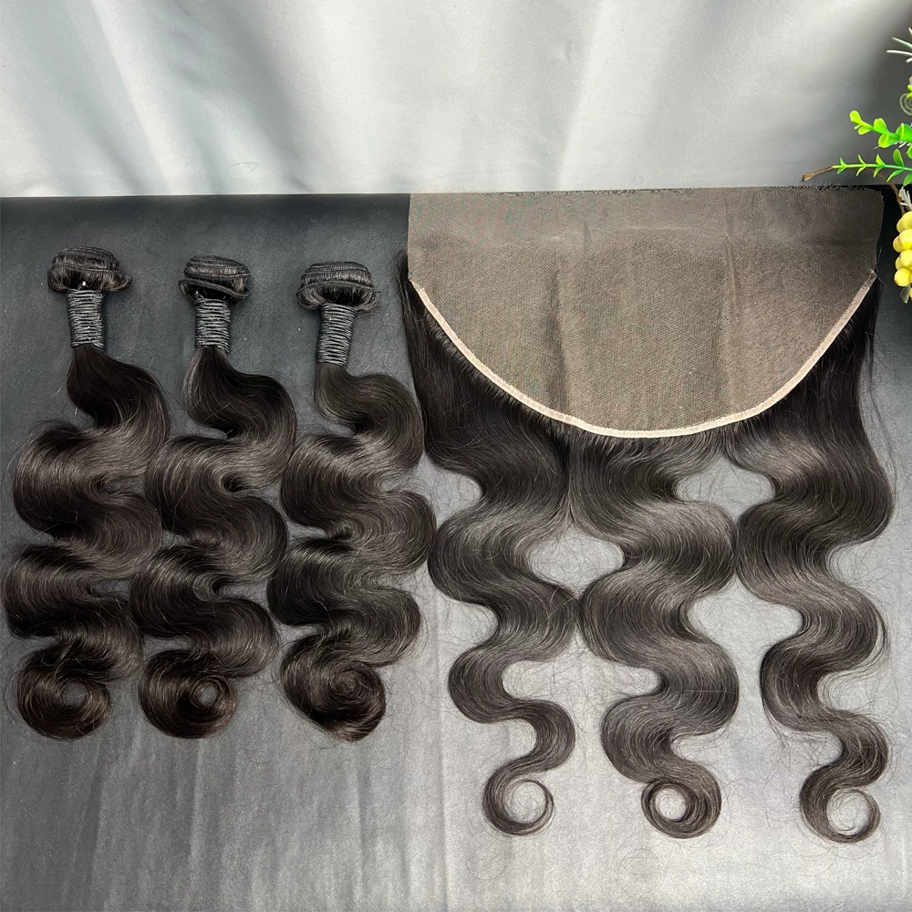 3 Pieces Virgin Hair Bundles With 13x6 Lace Frontal Body Wave