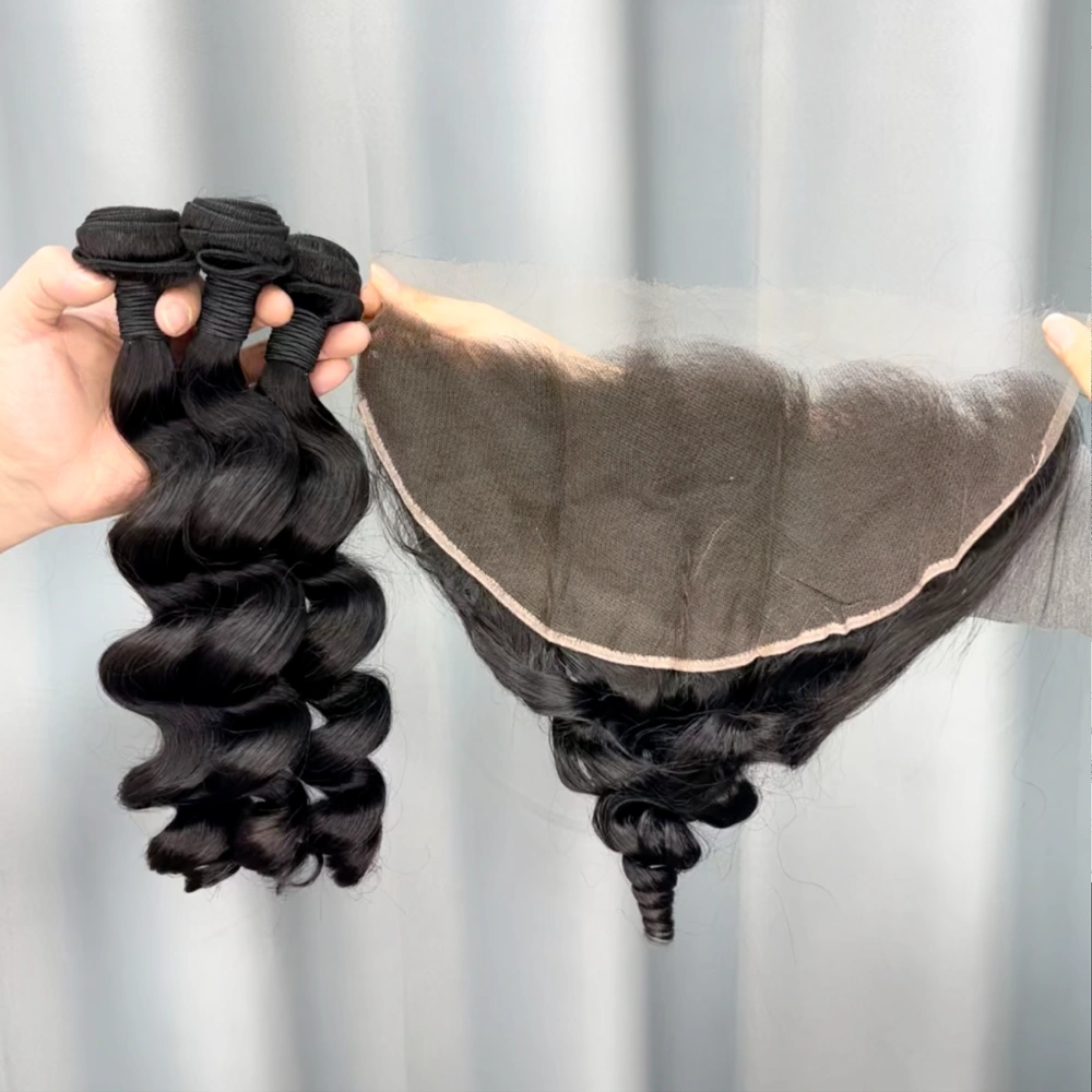 3 Pieces Virgin Hair Bundles With 13x6 Lace Frontal Loose Wave