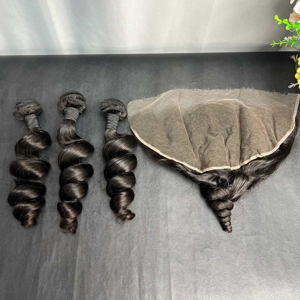 3 Pieces Virgin Hair Bundles With 13x6 Lace Frontal Loose Wave