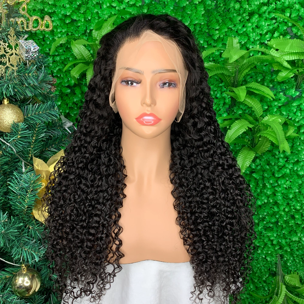1 Piece Premade Natural Color 13x4 Transparent Lace Frontal Wig Deep Curly