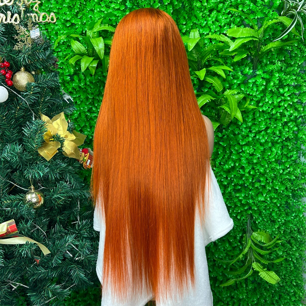 1 Piece Premade Ginger 13x4 Transparent Lace Frontal Wig Straight
