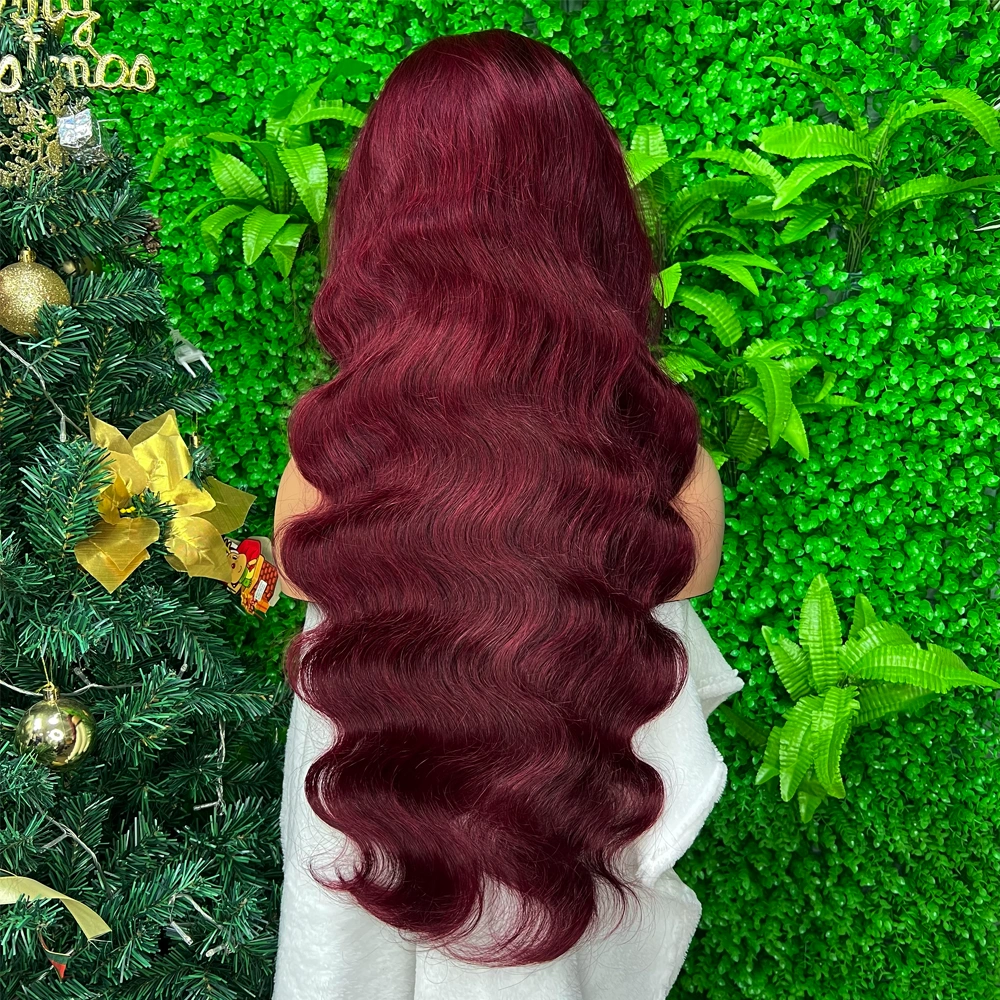 1 Piece Premade 99J 13x4 Transparent Lace Frontal Wig Body Wave