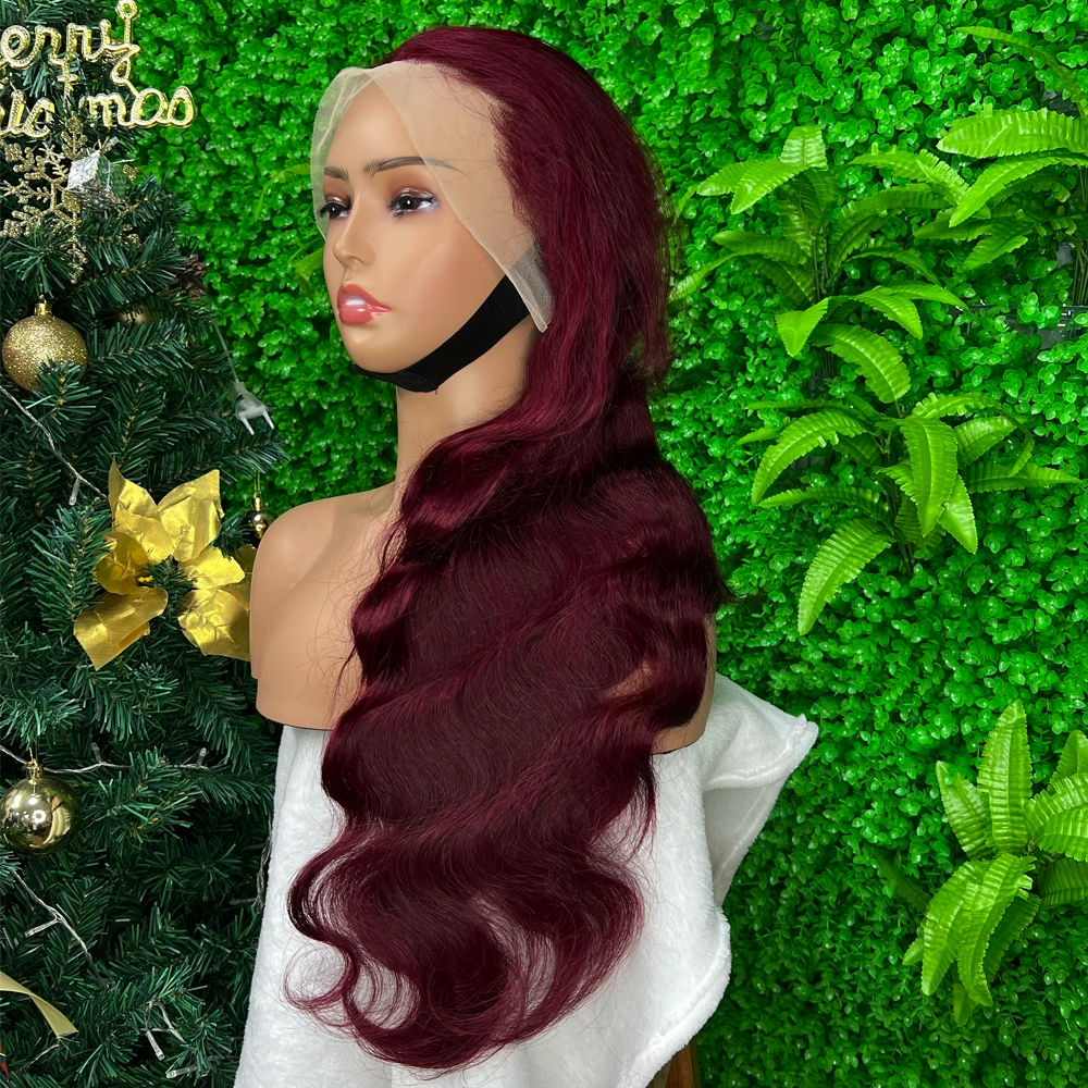 1 Piece Premade 99J 13x4 Transparent Lace Frontal Wig Body Wave