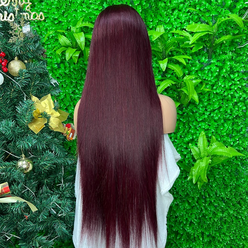 1 Piece Premade 99J 13x4 Transparent Lace Frontal Wig Straight
