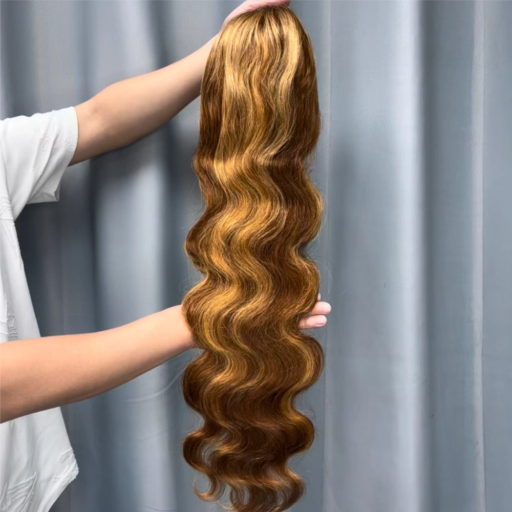 1 Piece Premade Highlight P4/27 13x4 Transparent Lace Frontal Wig Body Wave