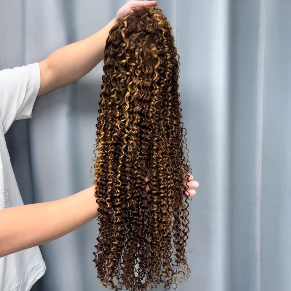 1 Piece Premade Highlight P4/27 13x4 Transparent Lace Frontal Wig Deep Curly