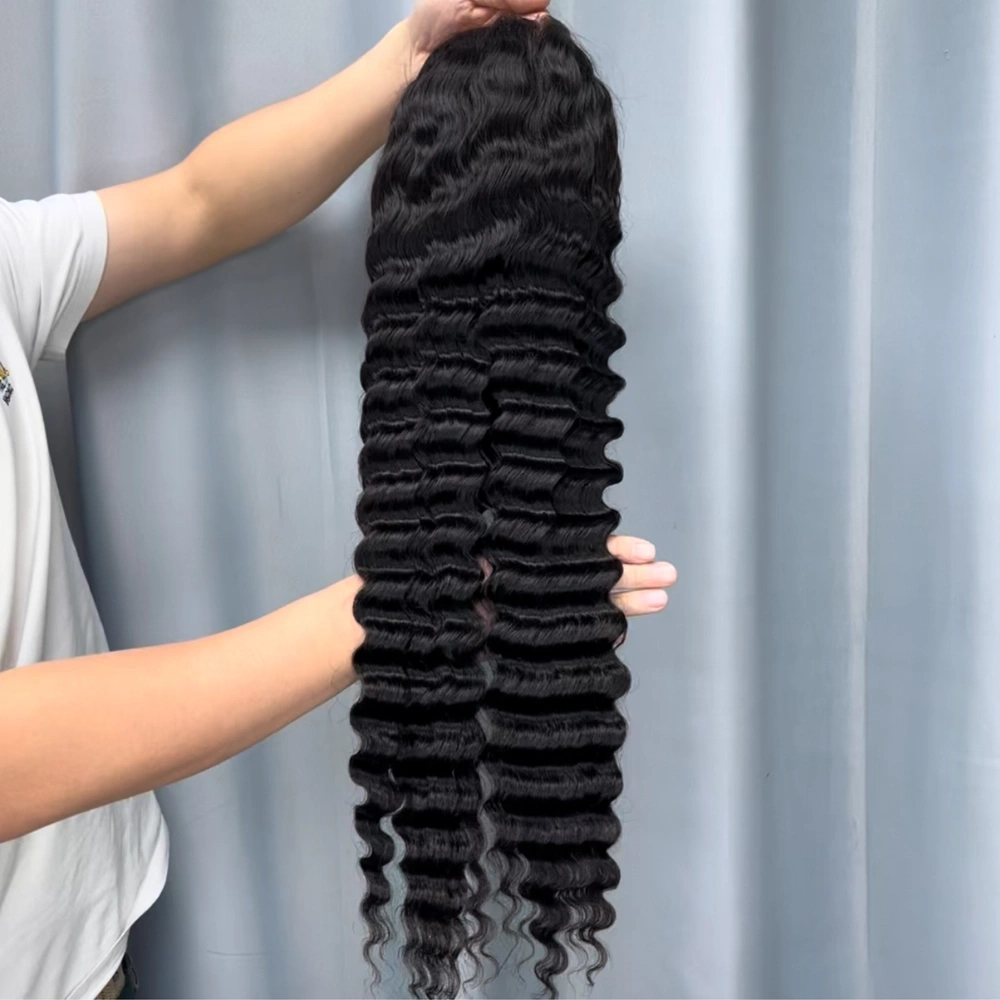 1 Piece Premade Natural Color 13x4 Transparent Lace Frontal Wig Deep Wave