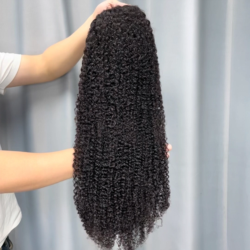 1 Piece Premade Natural Color 13x4 Transparent Lace Frontal Wig Kinky Curly