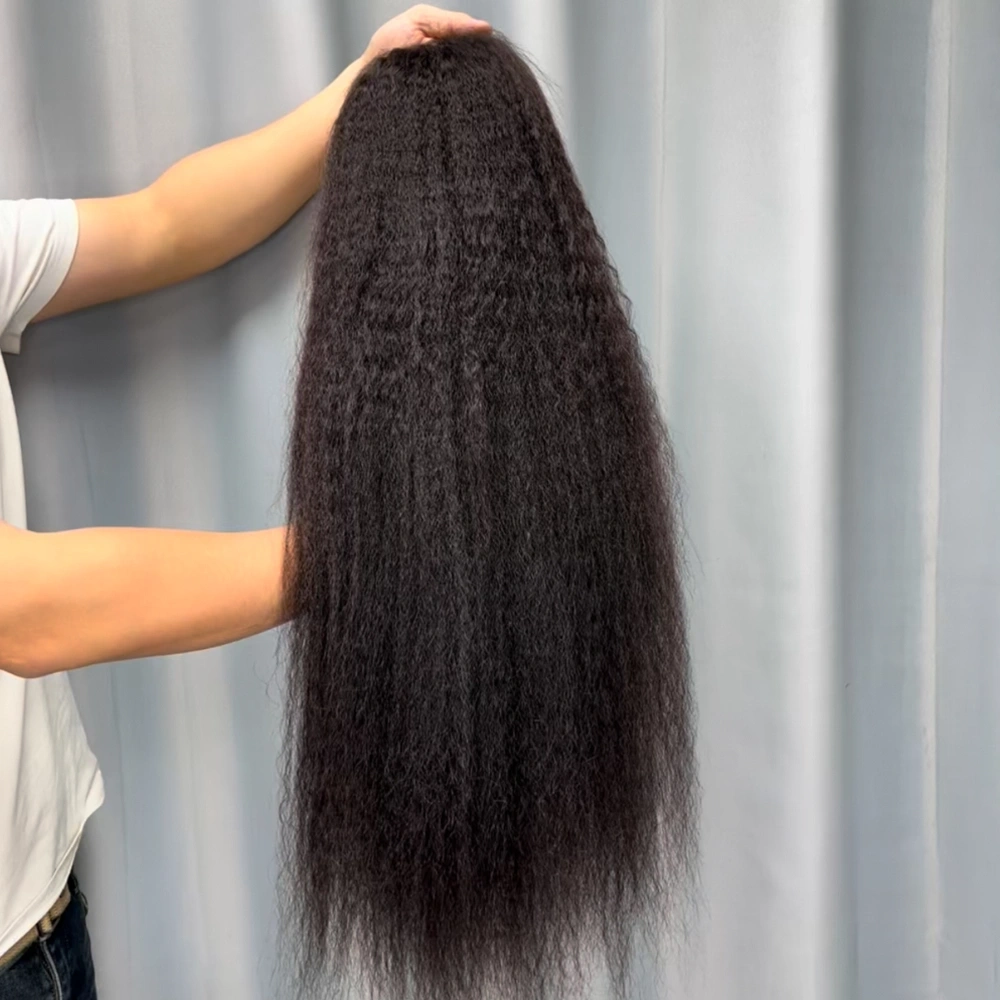 1 Piece Premade Natural Color 13x4 Transparent Lace Frontal Wig Kinky Straight