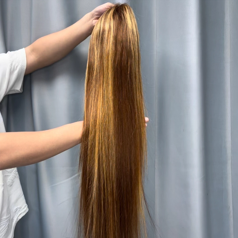 1 Piece Premade Highlight P4/27 13x4 Transparent Lace Frontal Wig Straight