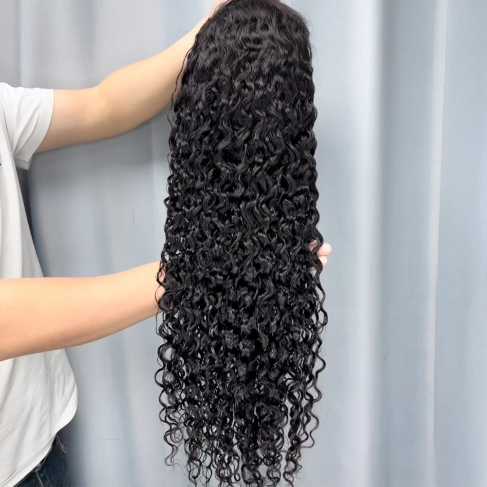 1 Piece Premade Natural Color 13x4 Transparent Lace Frontal Wig Water Wave