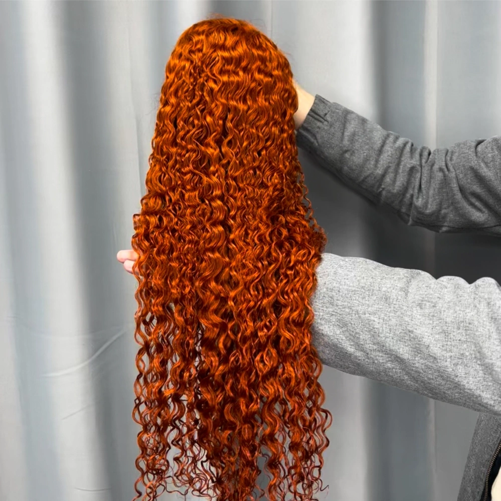 1 Piece Premade Ginger 13x4 Transparent Lace Frontal Wig Water Wave
