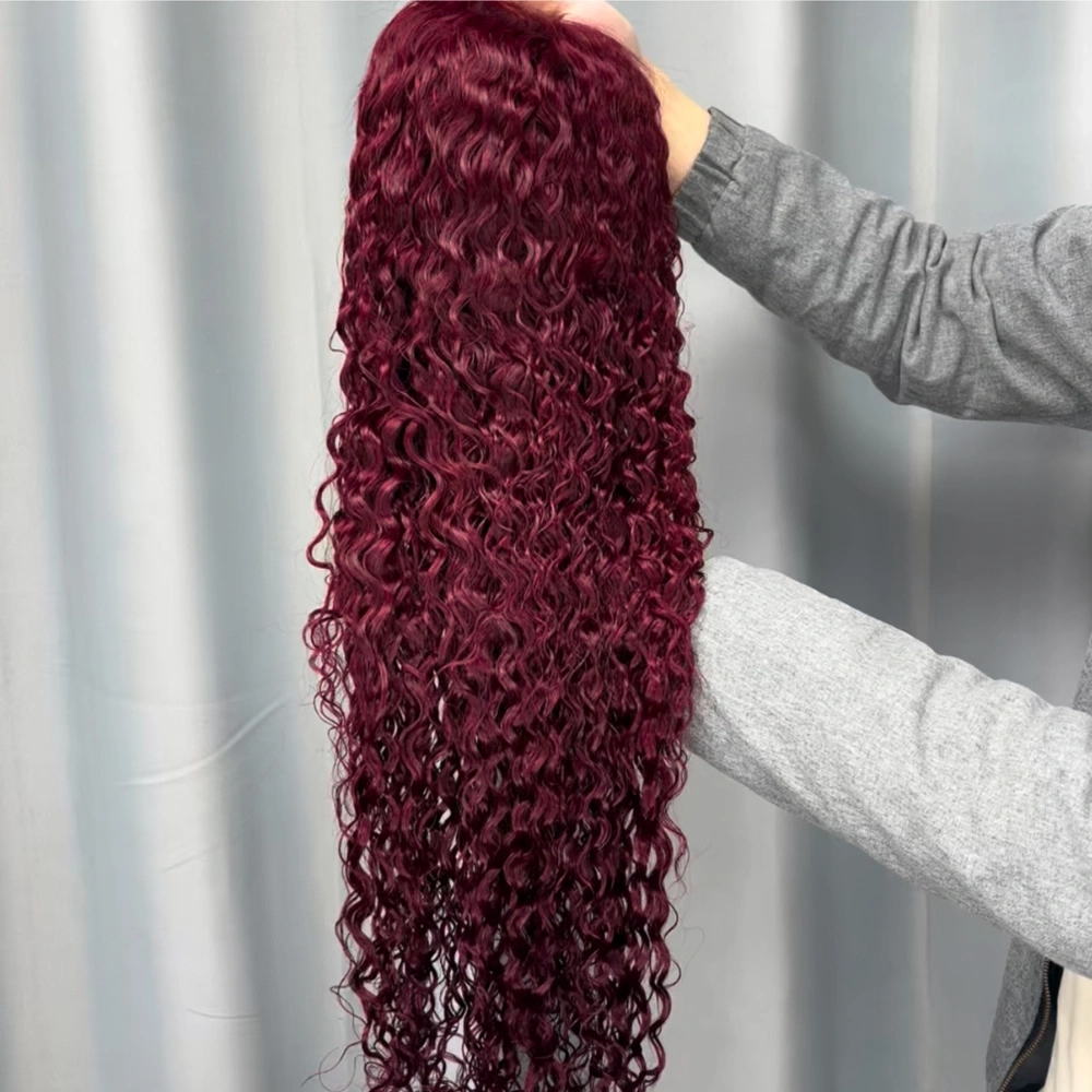 1 Piece Premade 99J 13x4 Transparent Lace Frontal Wig Water Wave