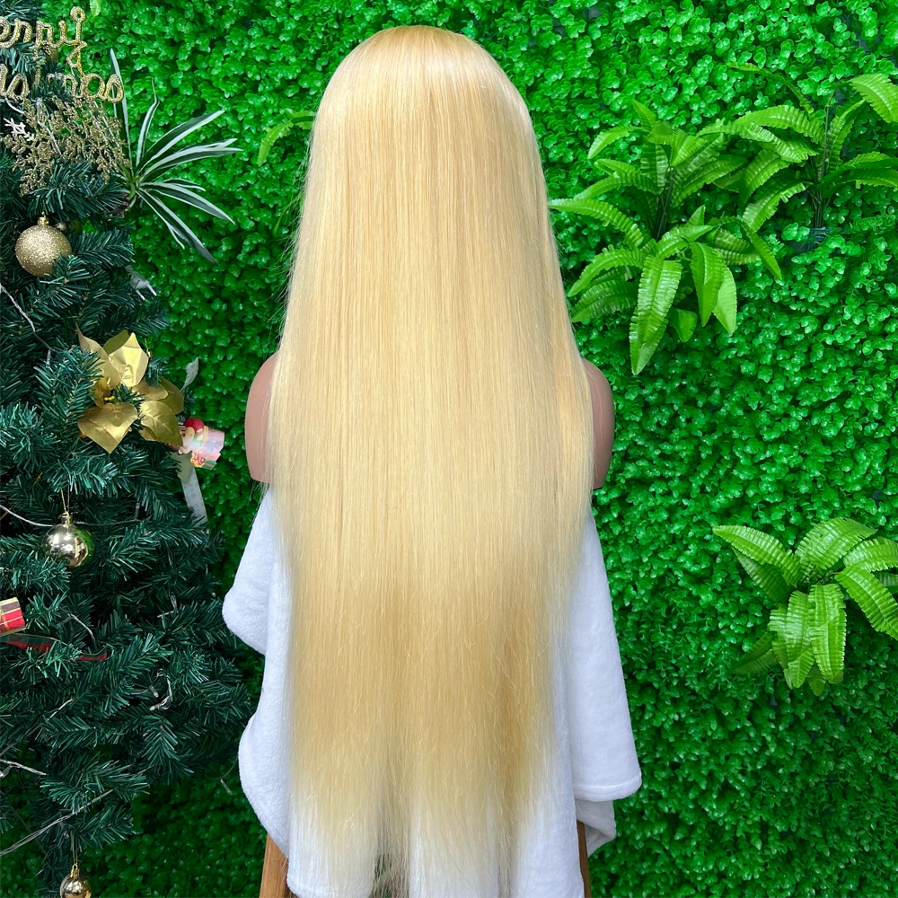 1 Piece Premade 613 Blonde 13x4 Transparent Lace Frontal Wig Straight