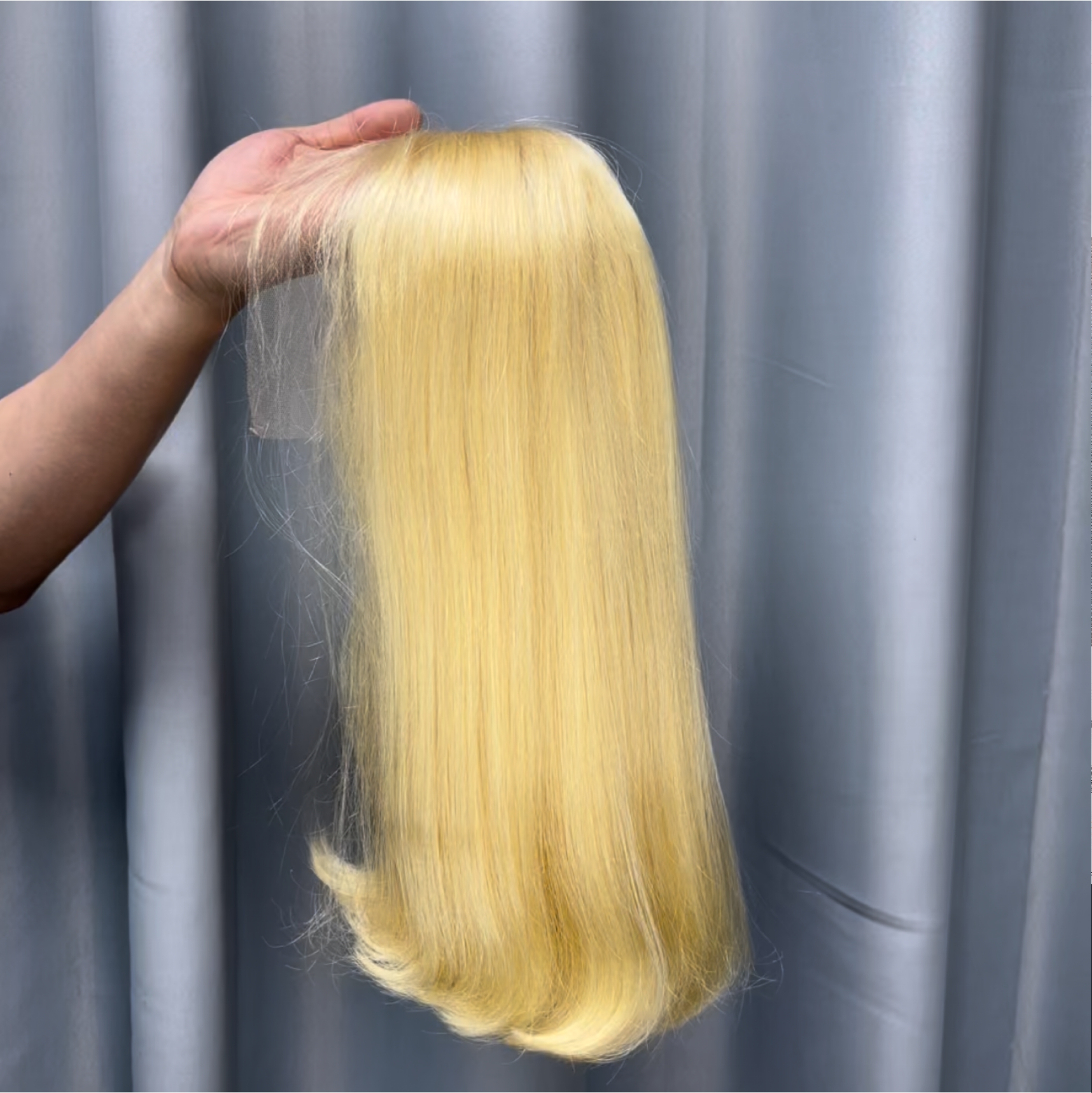 1 Piece Premade 613 Blonde 13x4 Transparent Lace Frontal Bob Wig Straight