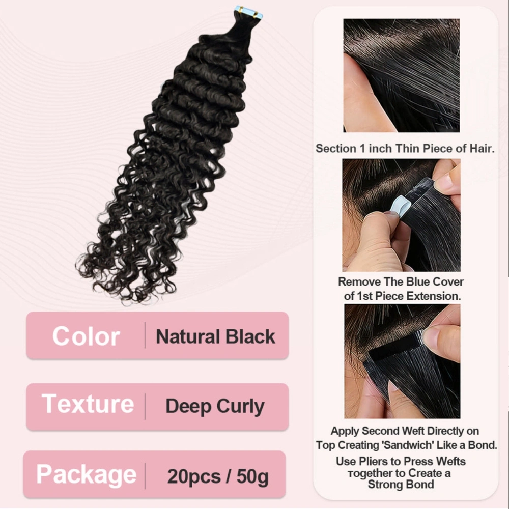 Virgin Hair Tape-in Hair Extension Deep Curly