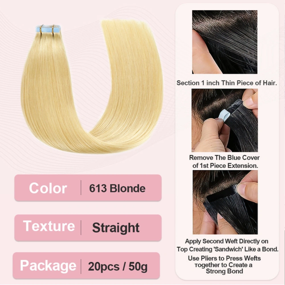 613 Blonde Hair Tape-in Hair Extension Straight