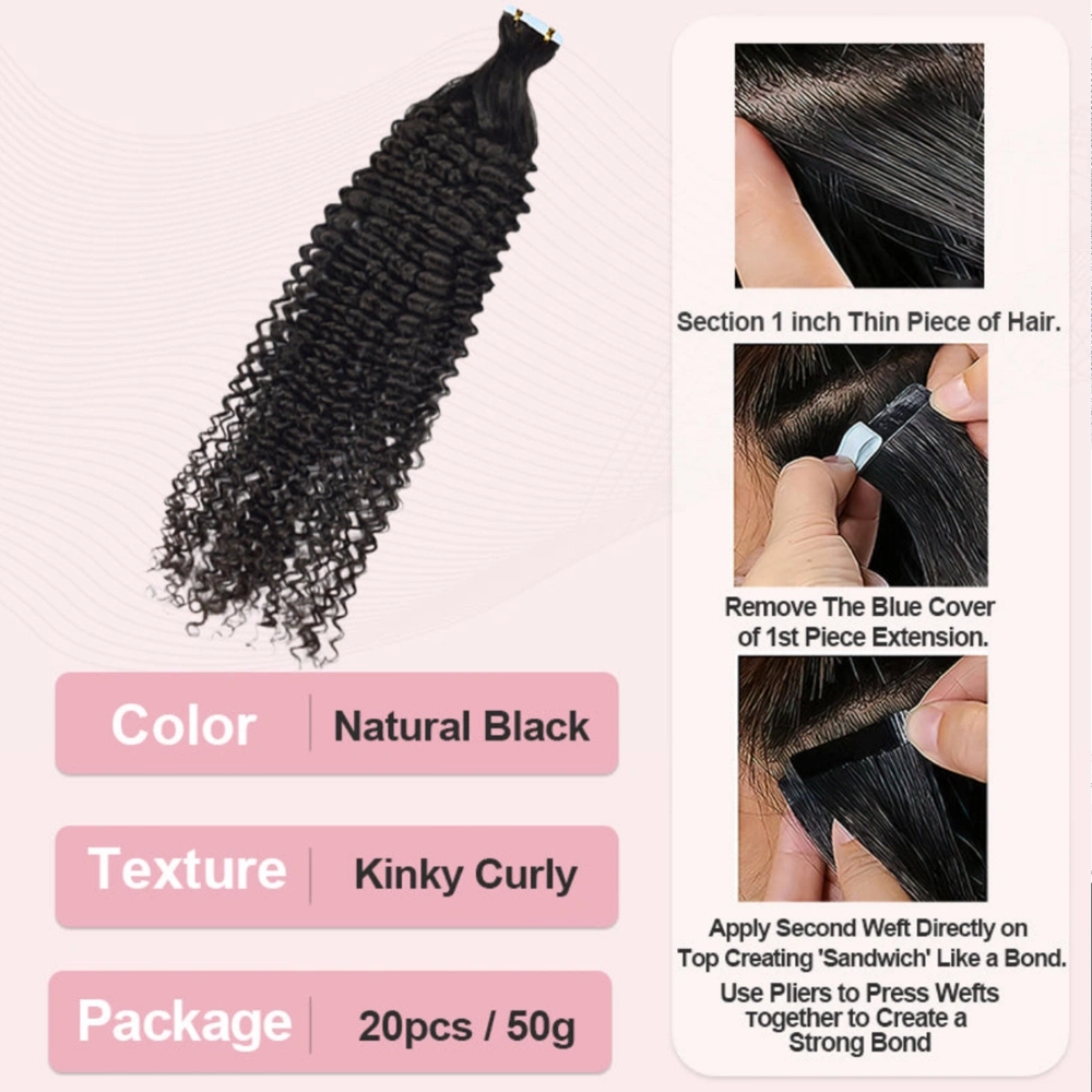 Virgin Hair Tape-in Hair Extension Kinky Curly