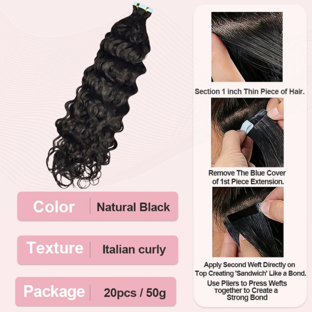 Virgin Hair Tape-in Hair Extension Italian Curly