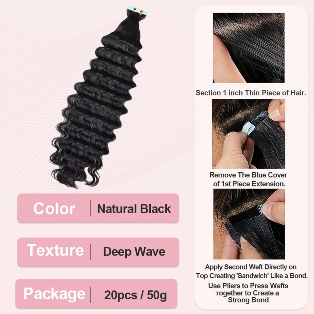 Virgin Hair Tape-in Hair Extension Deep Wave