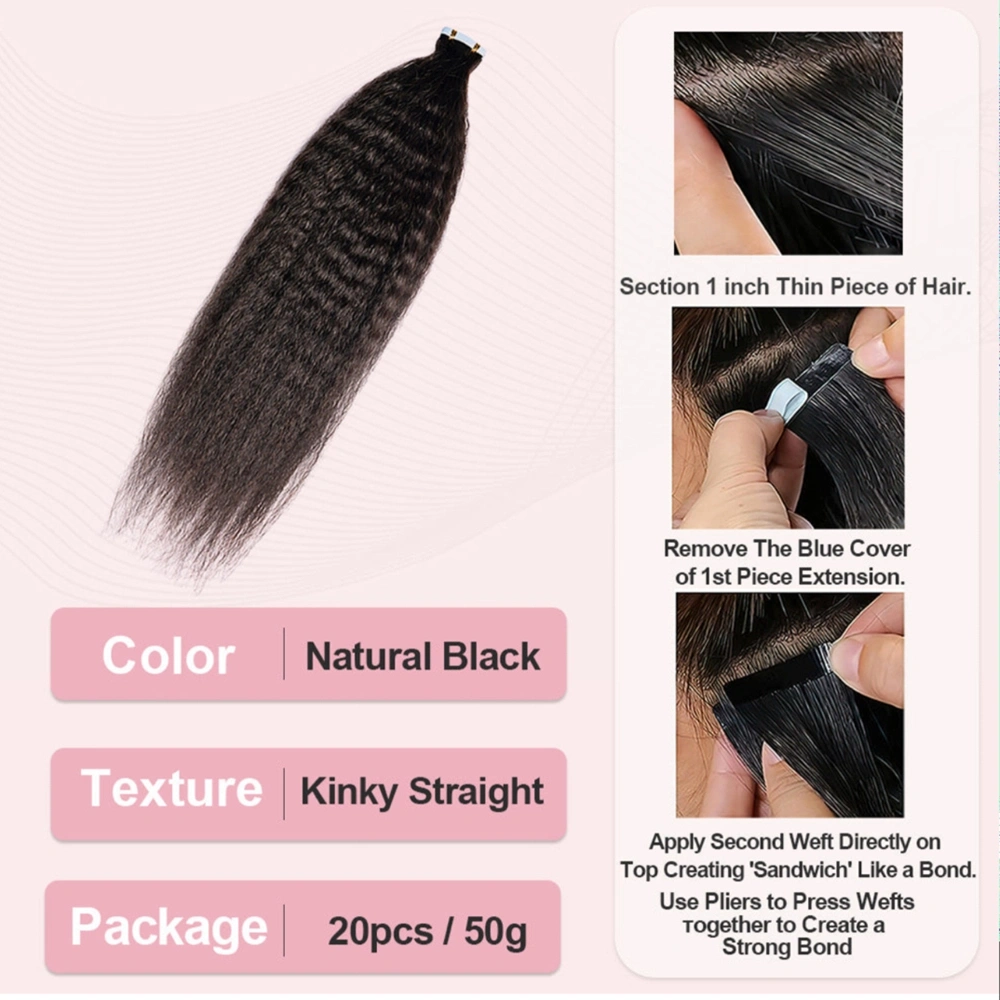 Virgin Hair Tape-in Hair Extension Kinky Straight