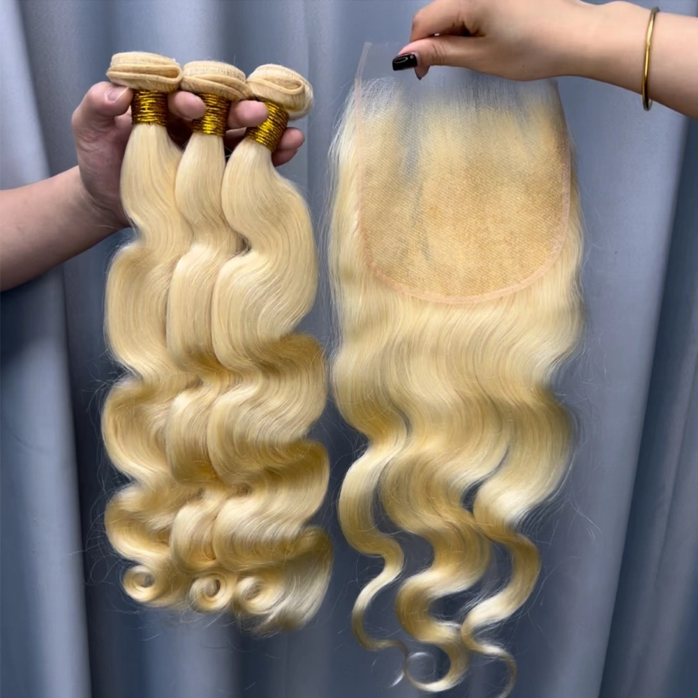 3 Pieces 613 Blonde Hair Bundles With 6x6 Lace Closure Body Wave