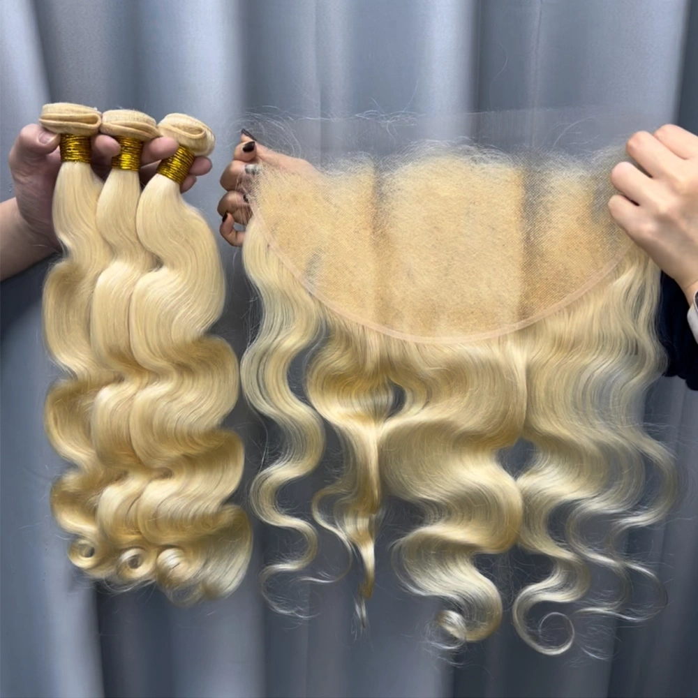 3 Pieces 613 Blonde Hair Bundles With 13x6 Lace Frontal Body Wave