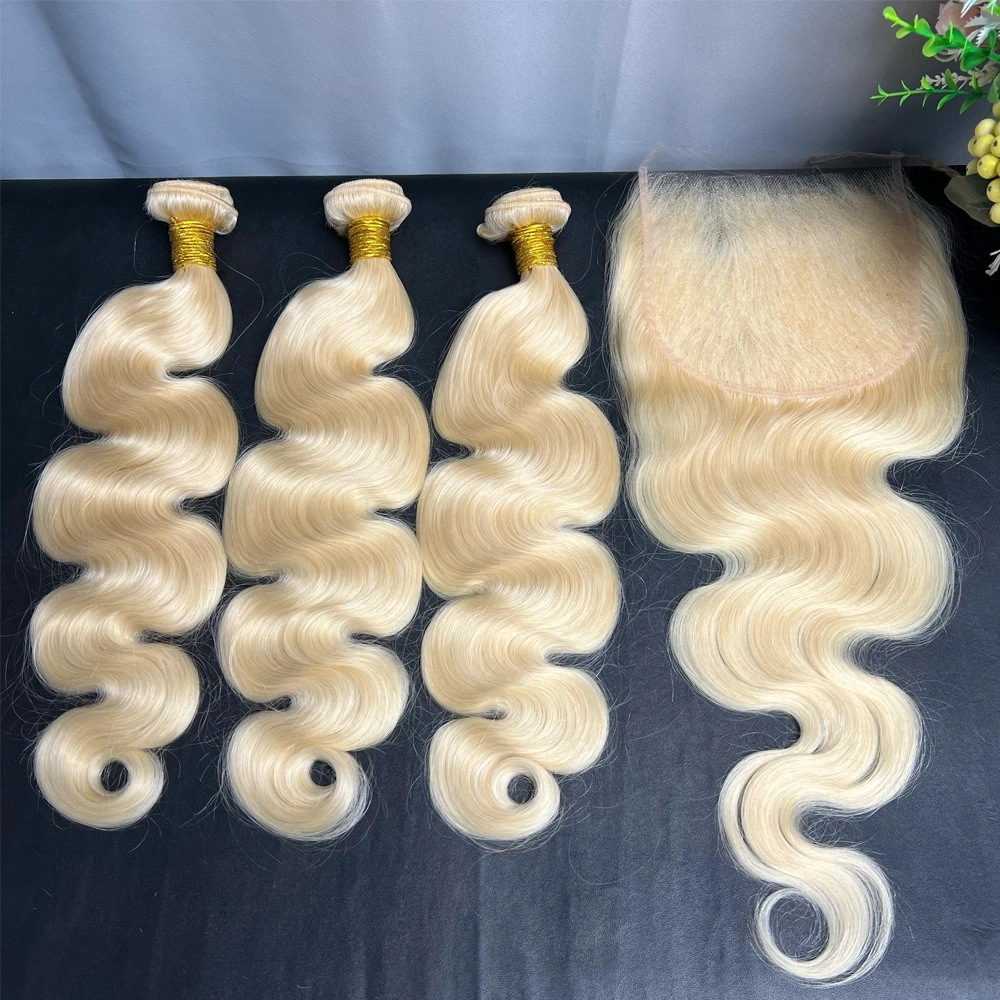 3 Pieces 613 Blonde Hair Bundles With 6x6 Lace Closure Body Wave
