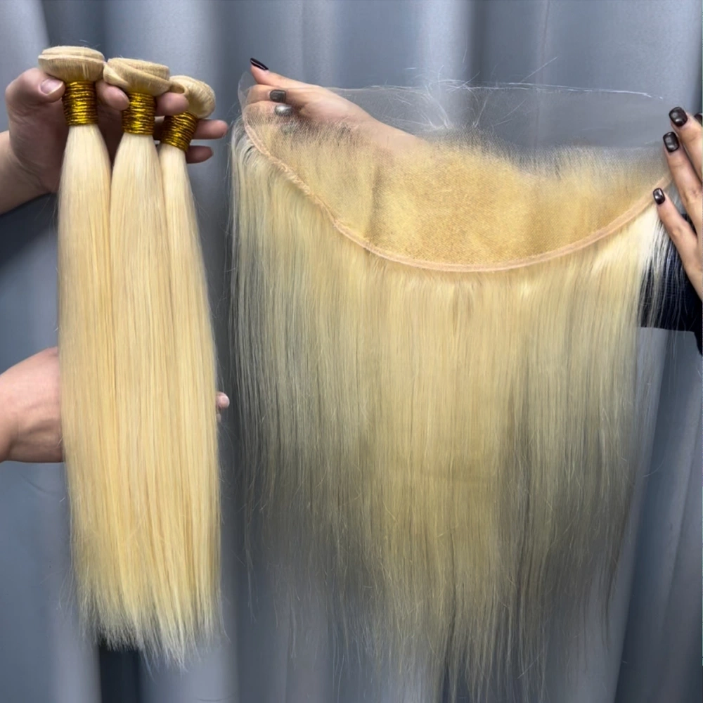 3 Pieces 613 Blonde Hair Bundles With 13x4 Lace Frontal Straight