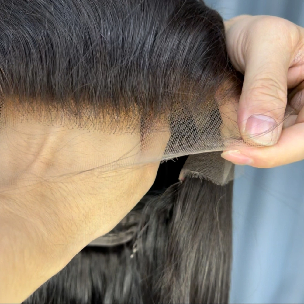 1 Piece 40inches Knots Bleached Custom Virgin Hair 13x6 Lace Frontal Wig Straight