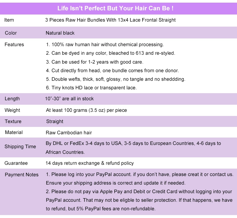 Legend Hair Raw Cambodian Hair 3 Pieces Raw Hair Bundles With 13x4 HD Transparent Lace Frontal Straight