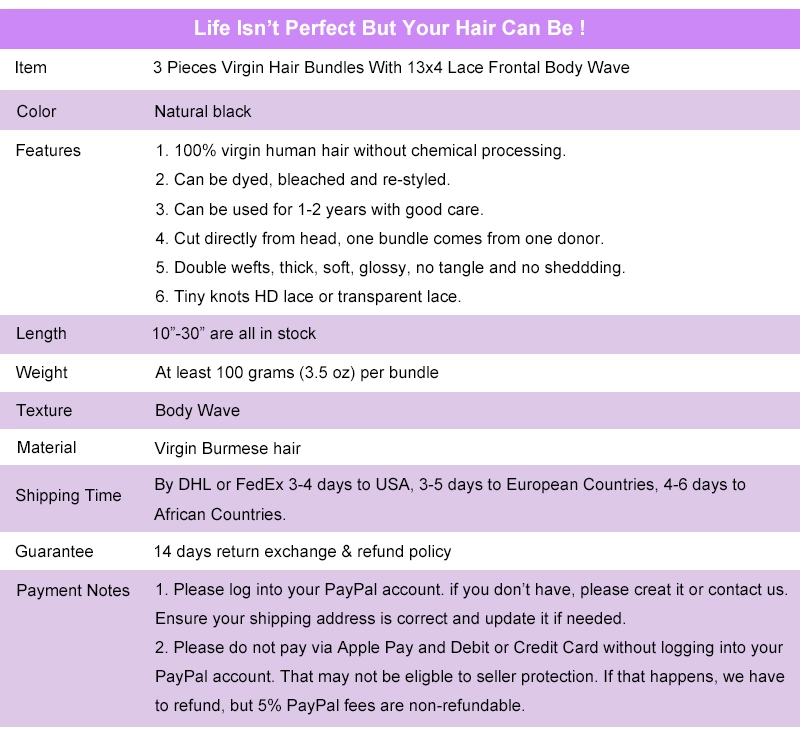 Legend Hair Burmese Hair 3 Pieces Virgin Hair Bundles With 13x4 HD Transparent Lace Frontal Body Wave