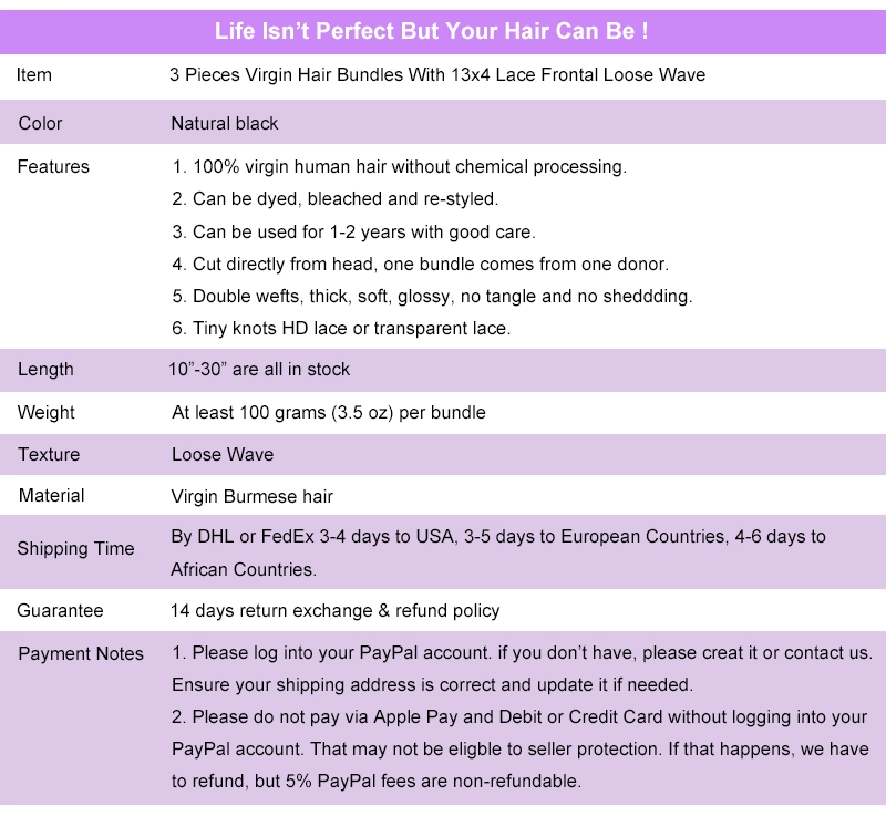 Legend Hair Burmese Hair 3 Pieces Virgin Hair Bundles With 13x4 HD Transparent Lace Frontal Loose Wave