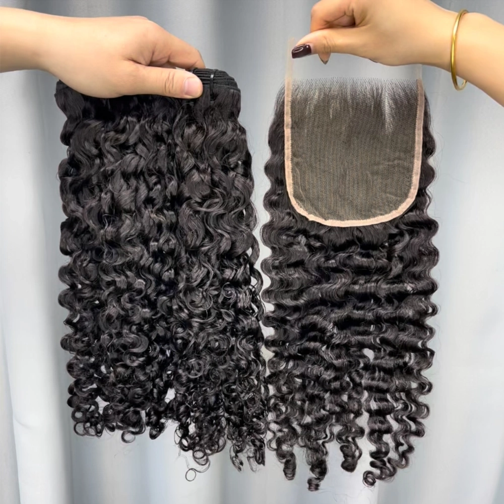 3 Pieces Virgin Hair Bundles With 5x5 HD Lace Closure Burmese Curly