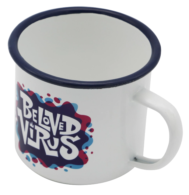 8oz Sublimation Ceramic Camper With Stainless Steel Rim Mug
