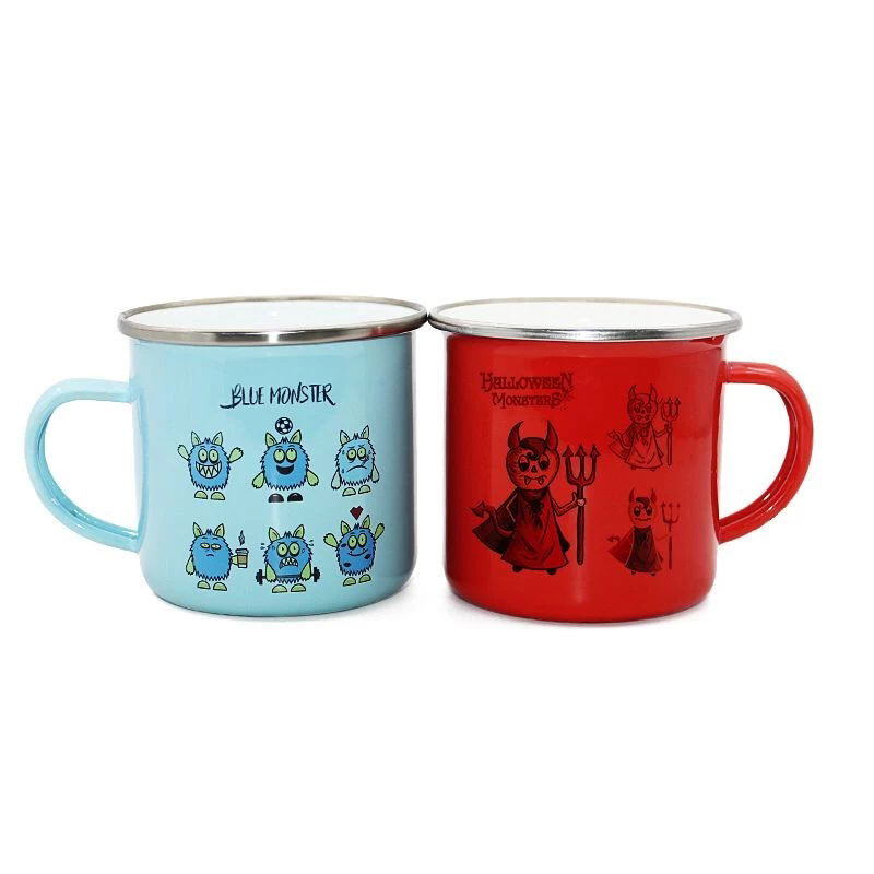 8oz Sublimation Ceramic Camper With Stainless Steel Rim Mug