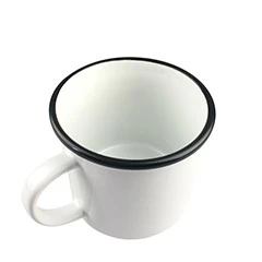 8oz Sublimation Ceramic Camper With Stainless Steel Rim Mug