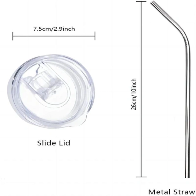20oz Straight Stainless Steel White Tumbler with Metal Straw for Heat Press Machine Printing