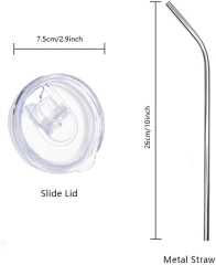 20oz Straight Stainless Steel White Tumbler with Metal Straw for Heat Press Machine Printing