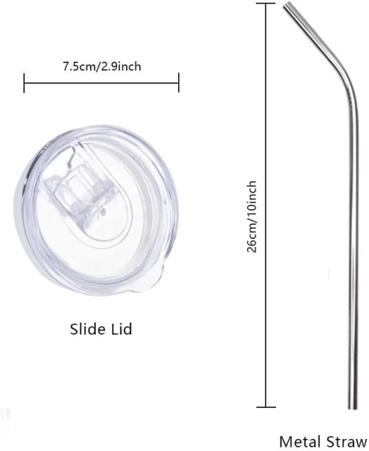 20oz Straight Stainless Steel White Tumbler with Metal Straw for Heat Press Machine Printing